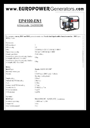 Grupos electrógenos, gasolina Europower EP4100-EN1 (S)