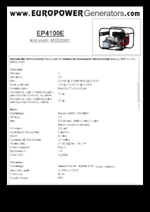 Grupos electrógenos, gasolina Europower EP4100E (S)