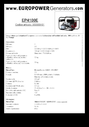 Grupos electrógenos, gasolina Europower EP4100E (S)