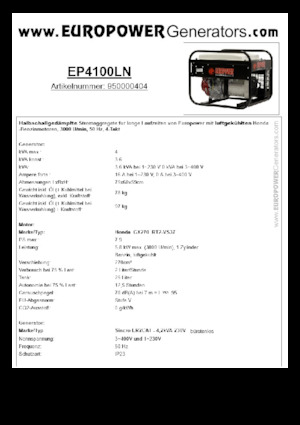 Grupos electrógenos, gasolina Europower EP4100LN (S)