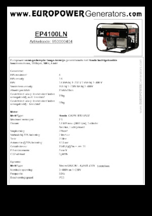 Grupos electrógenos, gasolina Europower EP4100LN (S)