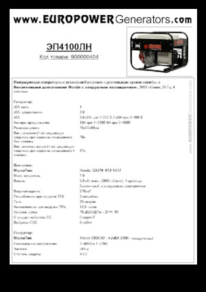 Grupos electrógenos, gasolina Europower EP4100LN (S)