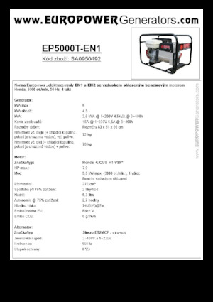 Grupos electrógenos, gasolina Europower EP5000T-EN1 (S)