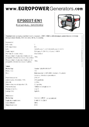 Grupos electrógenos, gasolina Europower EP5000T-EN1 (S)