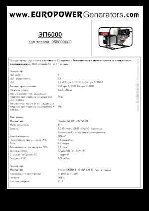 Grupos electrógenos, gasolina Europower EP6000 (S)