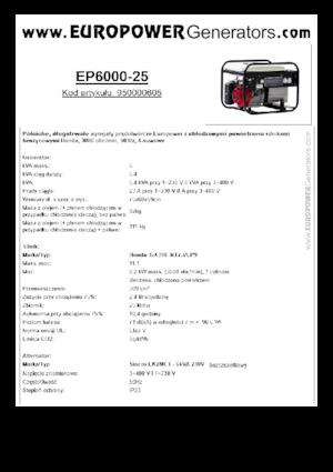 Grupos electrógenos, gasolina Europower EP6000-25 (S)