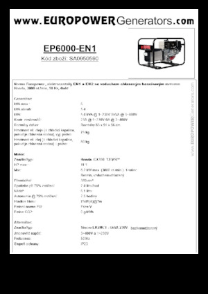 Grupos electrógenos, gasolina Europower EP6000 EN1 (S)