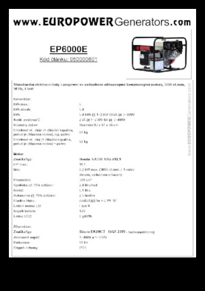 Grupos electrógenos, gasolina Europower EP6000E (S)