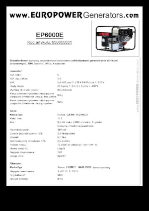 Grupos electrógenos, gasolina Europower EP6000E (S)