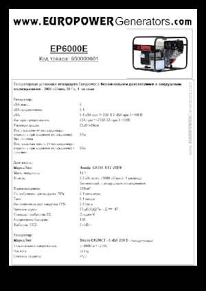 Grupos electrógenos, gasolina Europower EP6000E (S)