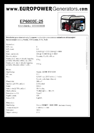 Grupos electrógenos, gasolina Europower EP6000E-25 (S)