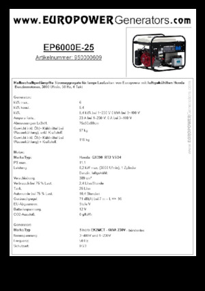 Grupos electrógenos, gasolina Europower EP6000E-25 (S)