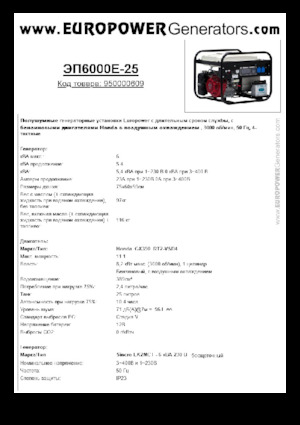 Grupos electrógenos, gasolina Europower EP6000E-25 (S)