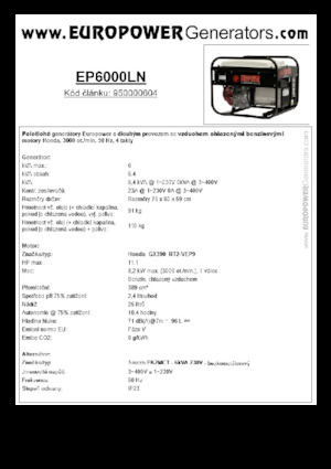 Grupos electrógenos, gasolina Europower EP6000LN (S)