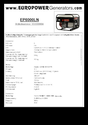 Grupos electrógenos, gasolina Europower EP6000LN (S)