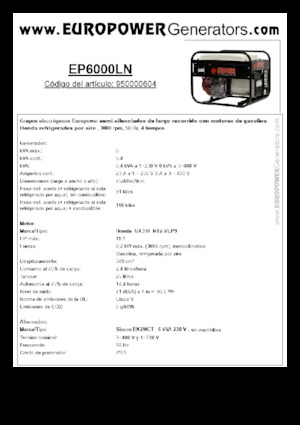 Grupos electrógenos, gasolina Europower EP6000LN (S)