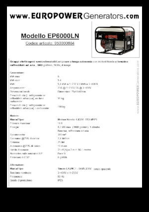 Grupos electrógenos, gasolina Europower EP6000LN (S)