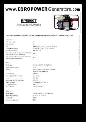Grupos electrógenos, gasolina Europower EP6500T (S)
