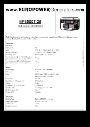 Grupos electrógenos, gasolina Europower EP6500T-25 (S)