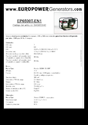 Grupos electrógenos, gasolina Europower EP6500T-EN1 (S)
