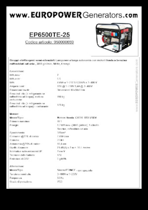 Grupos electrógenos, gasolina Europower EP6500TE-25 (S)