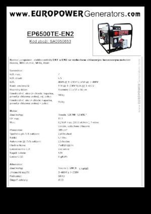 Grupos electrógenos, gasolina Europower EP6500TE-EN2 (S)