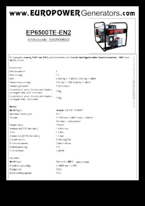 Grupos electrógenos, gasolina Europower EP6500TE-EN2 (S)