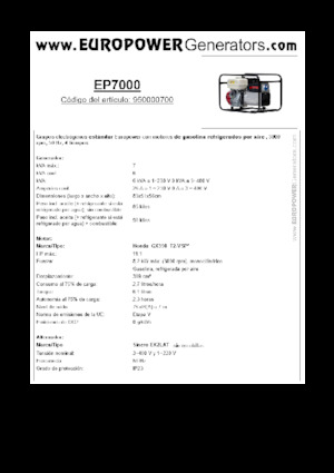 Grupos electrógenos, gasolina Europower EP7000 (S)
