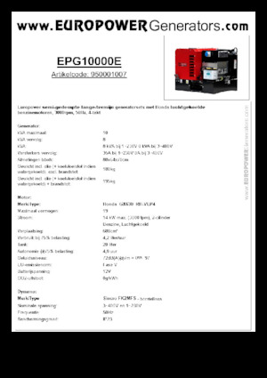 Grupos electrógenos, gasolina Europower EPG10000E (S)