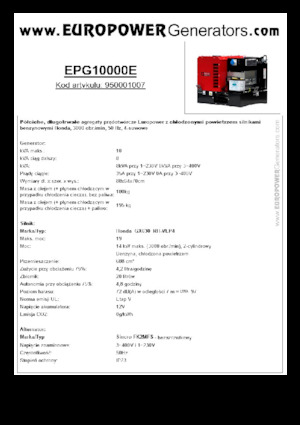 Grupos electrógenos, gasolina Europower EPG10000E (S)