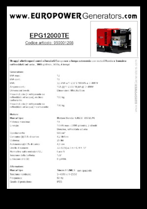 Grupos electrógenos, gasolina Europower EPG12000TE (S)