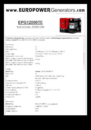 Grupos electrógenos, gasolina Europower EPG12000TE (S)