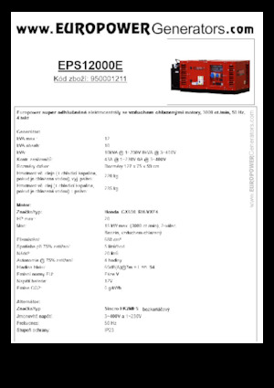 Grupos electrógenos, gasolina Europower EPS12000E (S)