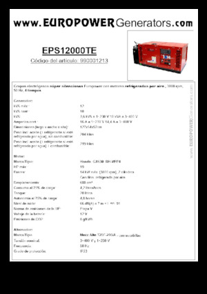 Grupos electrógenos, gasolina Europower EPS12000TE (MA)