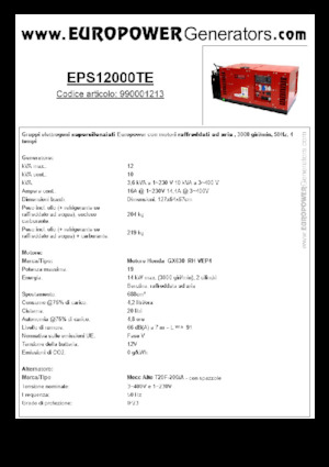 Grupos electrógenos, gasolina Europower EPS12000TE (MA)