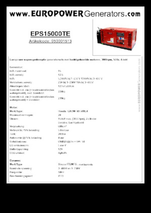 Grupos electrógenos, gasolina Europower EPS15000TE (S)