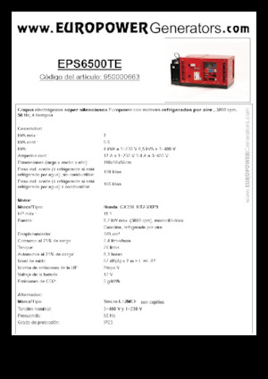 Grupos electrógenos, gasolina Europower EPS6500TE (S)