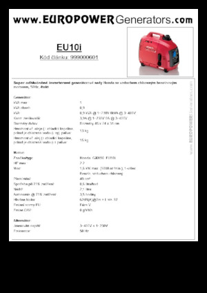 Grupos electrógenos, gasolina Europower EU10i