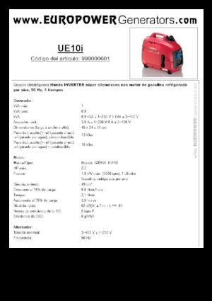 Grupos electrógenos, gasolina Europower EU10i