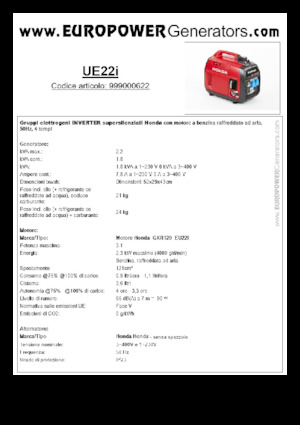 Grupos electrógenos, gasolina Europower EU22i