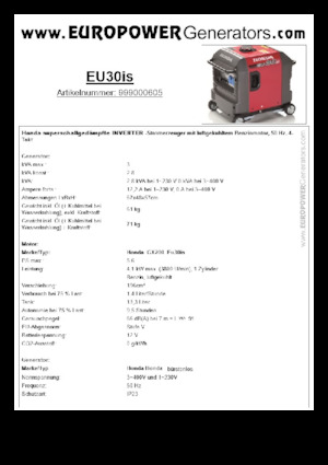Grupos electrógenos, gasolina Europower EU30is
