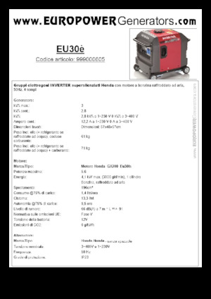 Grupos electrógenos, gasolina Europower EU30is
