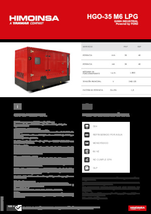 Grupos electrógenos, gasolina HIMOINSA HGO-35 M6 LPG