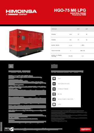 Grupos electrógenos, gasolina HIMOINSA HGO-75 M6 LPG