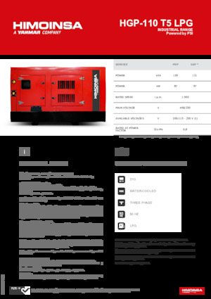 Grupos electrógenos, gasolina HIMOINSA HGP-110 T5 LPG