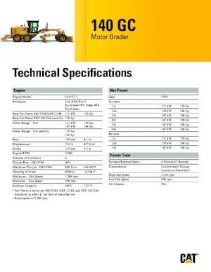 Motoniveladoras Caterpillar 140 GC