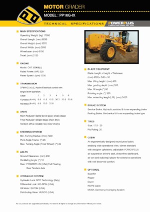 Motoniveladoras PowerPlus PP16G-IX