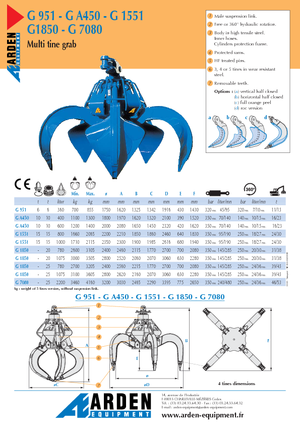 Cucharas hidráulicas múltiples Arden G 1850-25