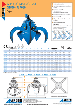 Cucharas hidráulicas múltiples Arden G 1850-25