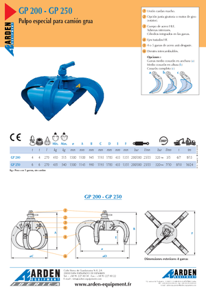 Cucharas hidráulicas múltiples Arden GP 200